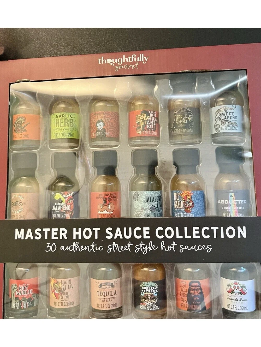 NIB Thoughtfully Gourmet Master Hot Sauce Collection Set Of 30 Mini Bottles